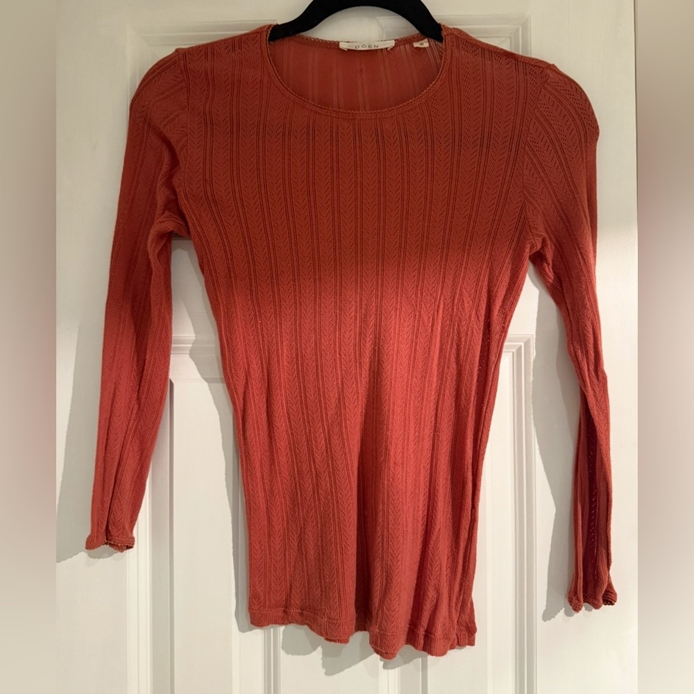 Doen, 100%cotton, long sleeve t-shirt, rust red, size s